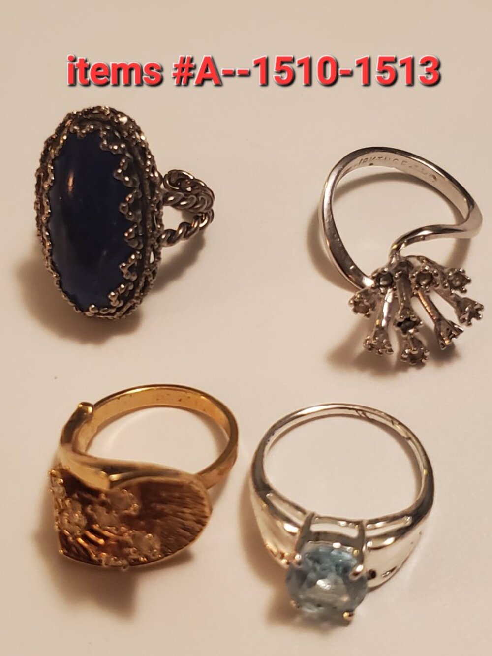 4 Rings, items # A-1510-1513, wt 22 grams.